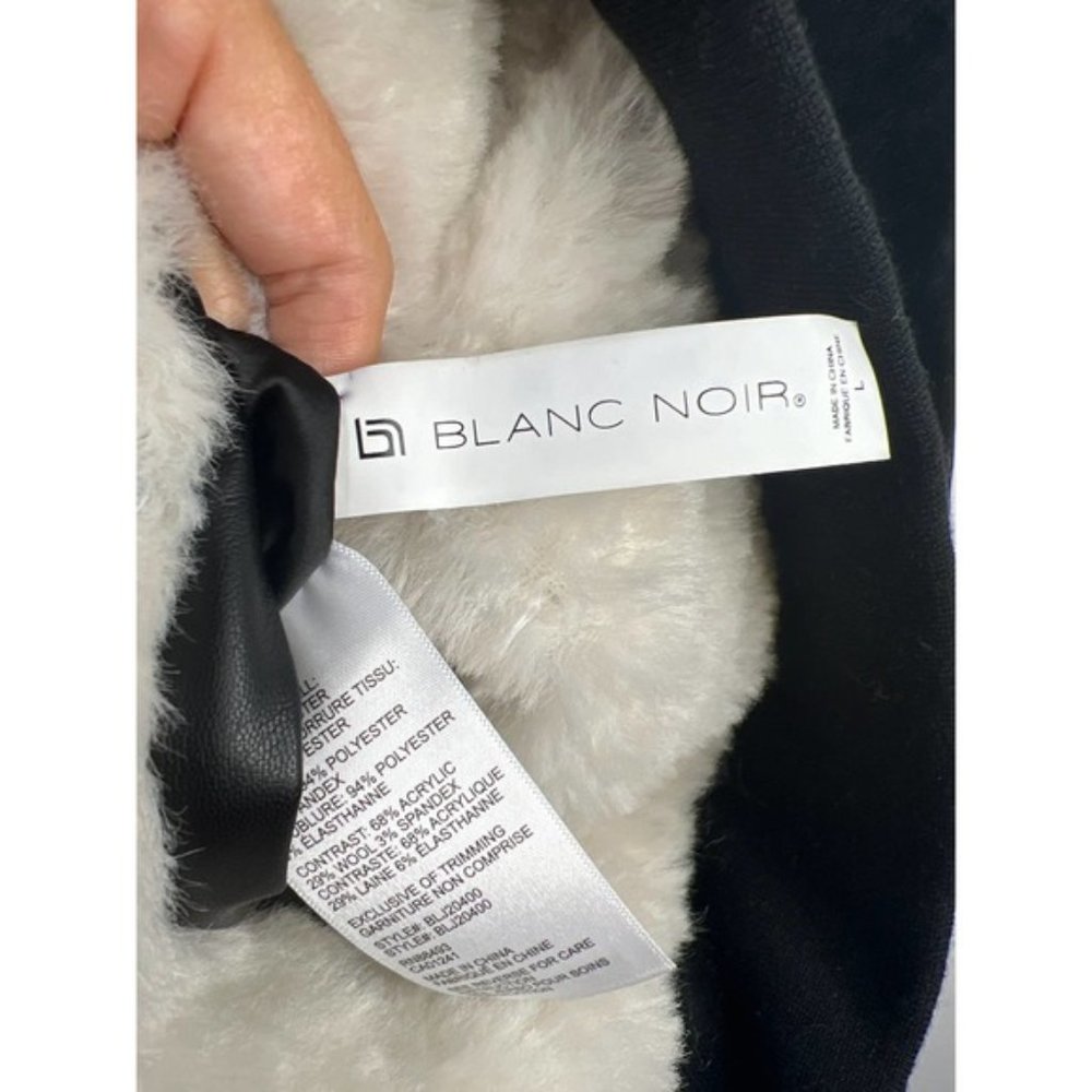 Blanc Noir Luxe Faux Shearling Fur Hoodie Reversible Jacket Black Large NWOT - Picture 6 of 8